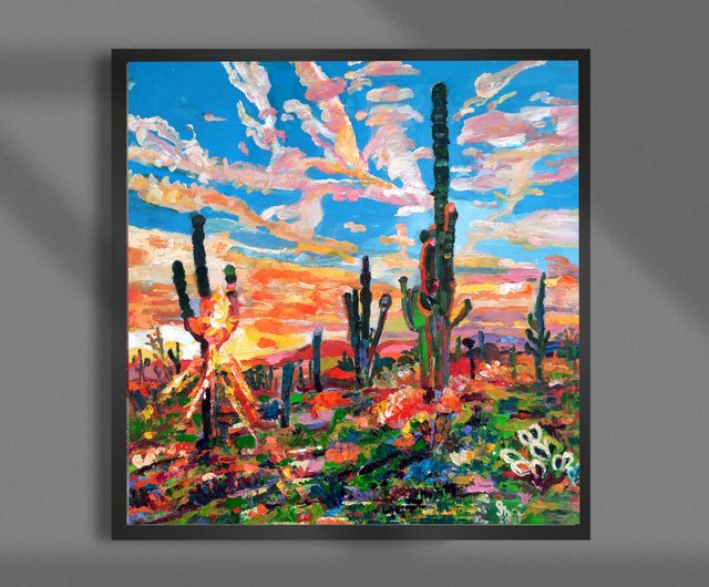 ロシア サボテンの絵画油畫原作オリジナルアート手工油畫インパスト