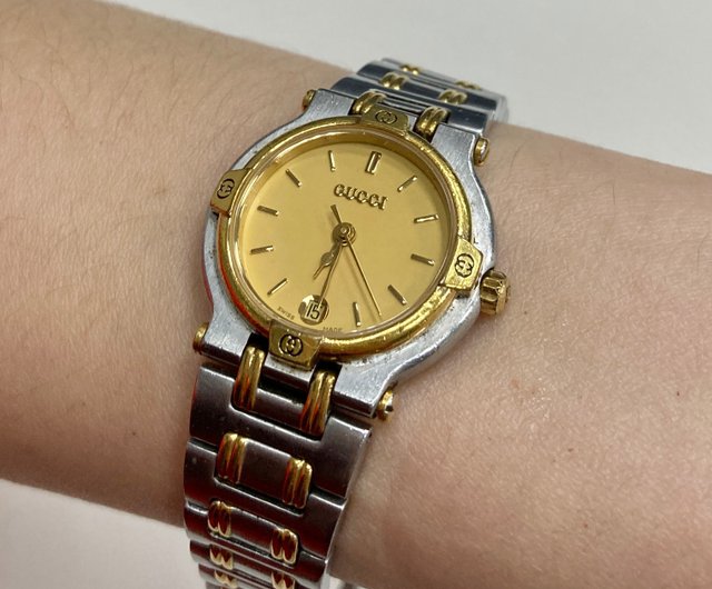 台湾 グッチラウンドゴールドダイヤル日付グリッド立体ロゴ