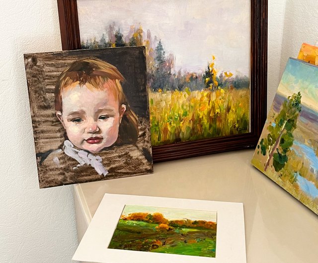 送料無料】ロシア 油絵で描かれた少女のカスタム肖像画オリジナル絵画