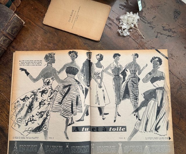 台湾 50138-希少なフランス1950年 ELLE ファッション雑誌 第236号 JSVS