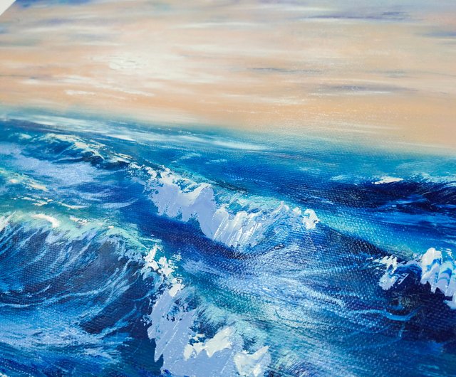 ロシア 海の絵画波オリジナル アート油絵キャンバス AnaskoArt - Pinkoi