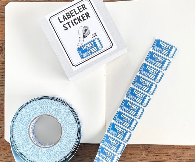 ラベラーシール バスチケット チケットデザイン 青 ビンテージ レトロ