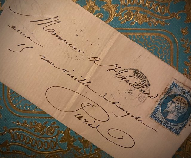 台湾 19 世紀のフランスの手書きのアンティーク手紙（郵便料金付き