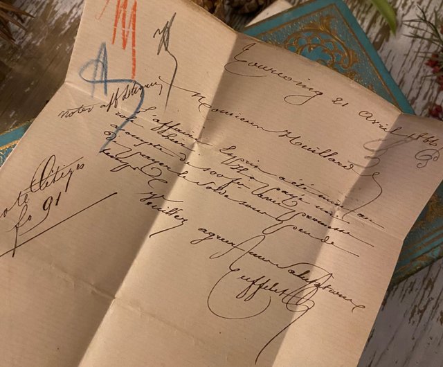 台湾 19 世紀のフランスの手書きのアンティーク手紙（郵便料金付き