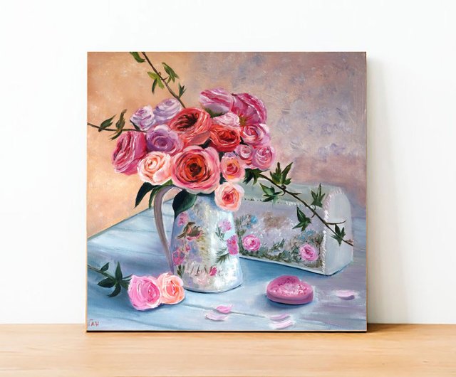 ロシア バラ絵画油花オリジナルアート油畫原作フローラルアートワーク