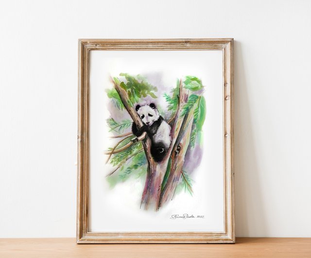 ウクライナ パンダ絵画水彩動物アートワーク壁アートオリジナル中国