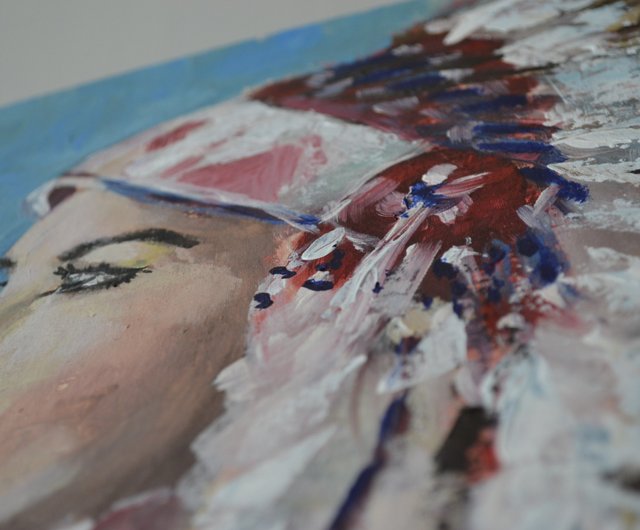 送料無料】ロシア ネイティブアメリカンの絵画 オリジナルアート