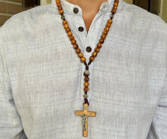 送料無料】台湾 カトリックロザリオネックレス 聖ベネディクト祈祷
