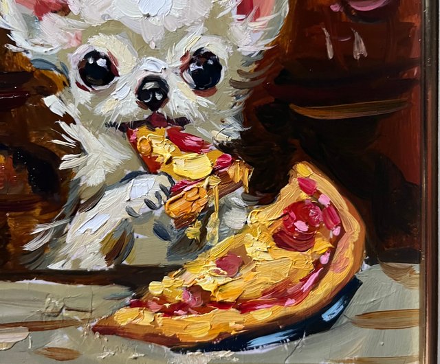 ロシア チワワの子犬の絵画 オリジナルアート 動物アート インパスト