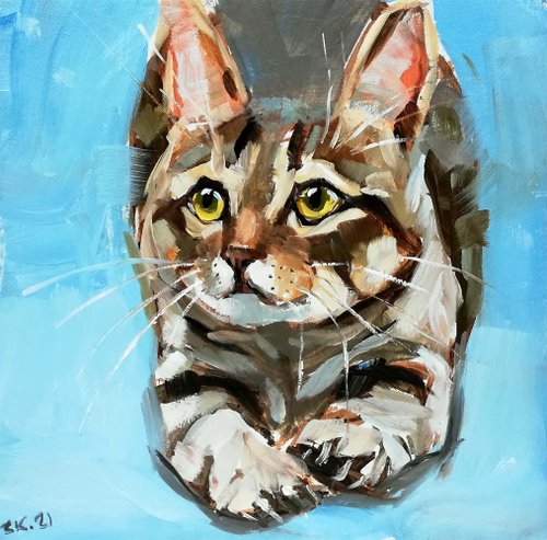 油絵 菅家令子 絵 絵画 インテリア F6-071019 猫たち 油絵 菅家令子 絵