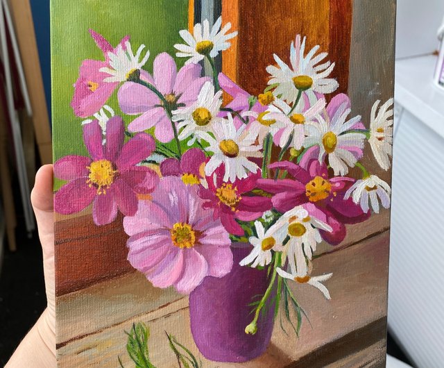 ロシア ワイルドフラワーオリジナルアートフラワー油絵キャンバス