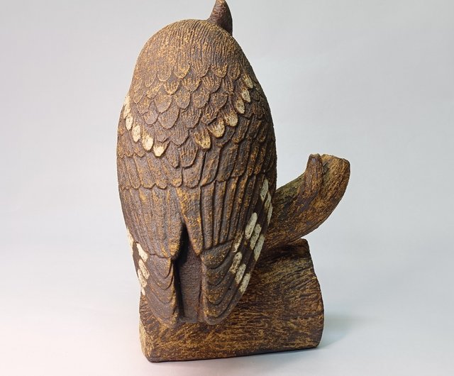 送料無料】台湾 リアルなフクロウ - コノハズク/陶芸/オリジナル 野萩