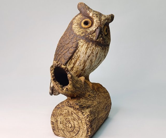 送料無料】台湾 リアルなフクロウ - コノハズク/陶芸/オリジナル 野萩