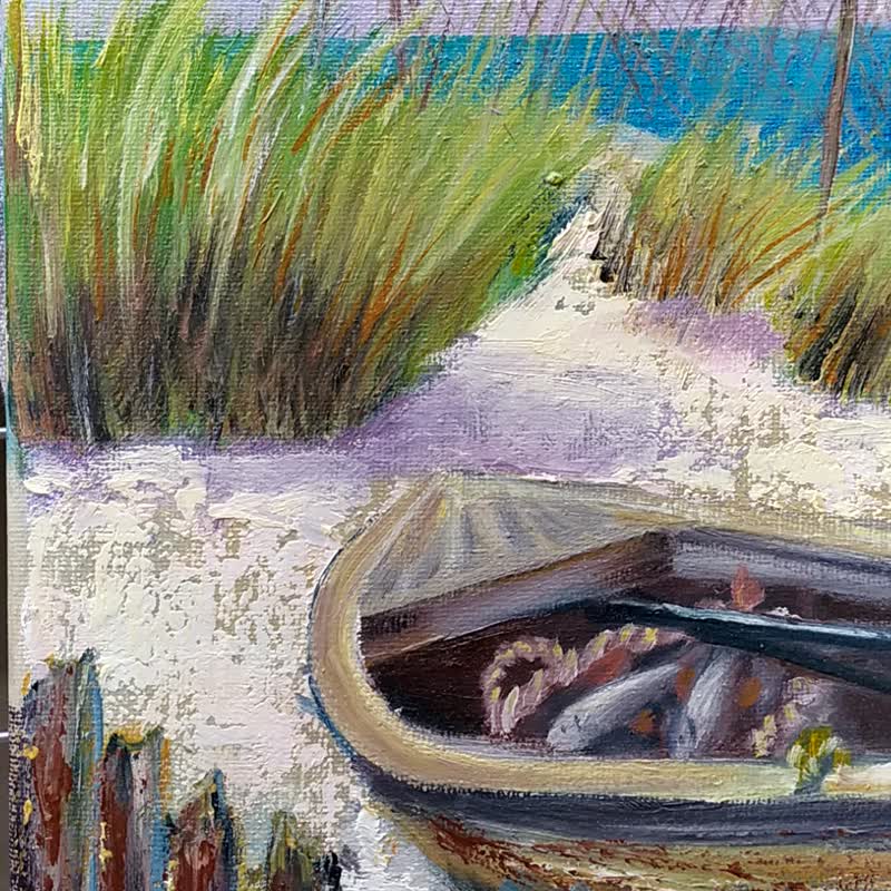 1991年】漁師と魚の手描き絵画 油絵 1991年】漁師と魚の手描き絵画