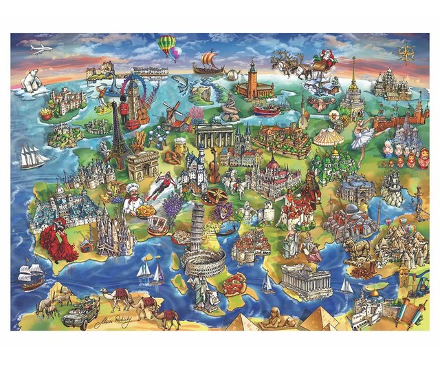 台湾 ヨーロッパ特徴地図_ジグソーパズル_1500ピース ho-sng - Pinkoi