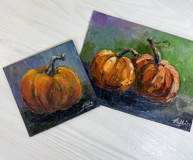 油絵 菅家令子インテリア uF6-061303 静物 かぼちゃ 油絵 菅家令子