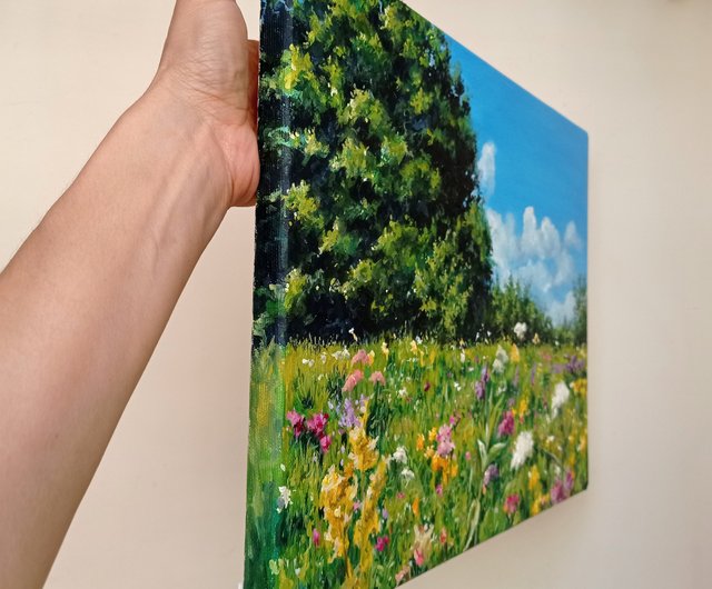 送料無料】ロシア 花卉植物風景画、手描きのオリジナルアート、花の絵