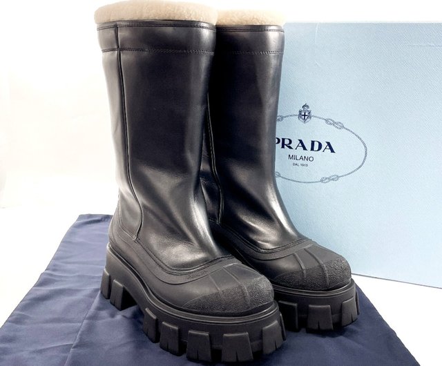 送料無料】【日本直送 中古美品】プラダ PRADA ブーツ 1W380M モノリス