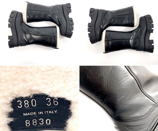 送料無料】【日本直送 中古美品】プラダ PRADA ブーツ 1W380M モノリス