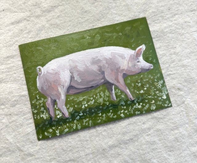 送料無料】ベラルーシ 豚の絵 オリジナル油絵 農場の動物の絵 農家の壁