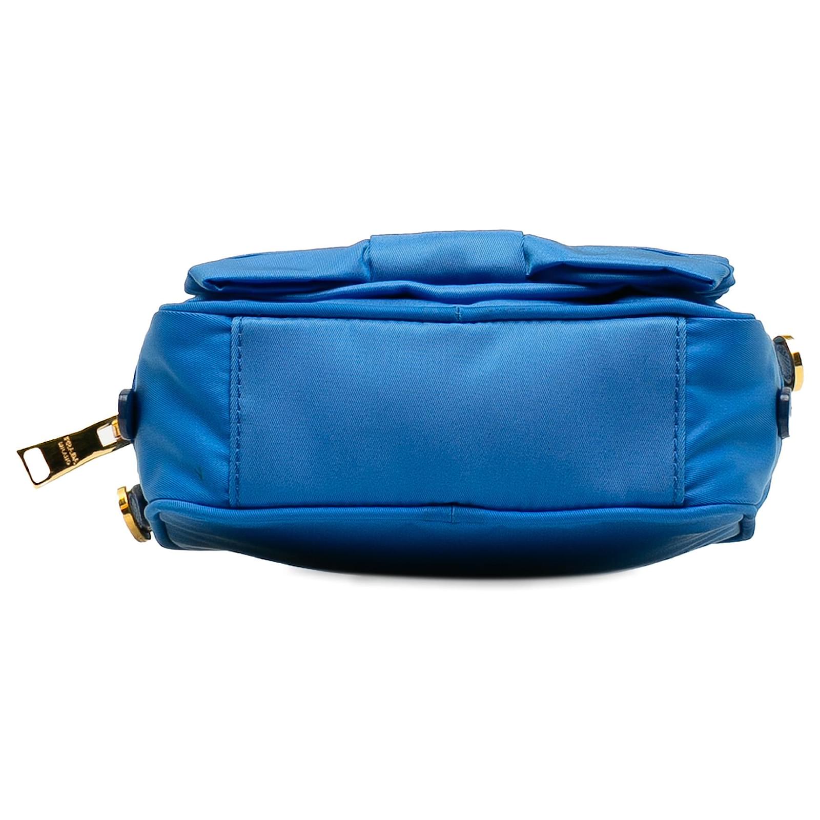 Prada Blue Fiocco Bow Tessuto Crossbody Pony-style calfskin Cloth