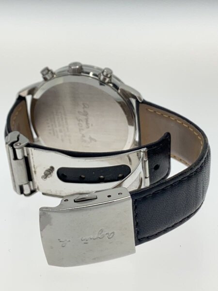 agnes b.(アニエスベー) / ソーラー腕時計/アナログ/レザー/WHT/BLK/SS