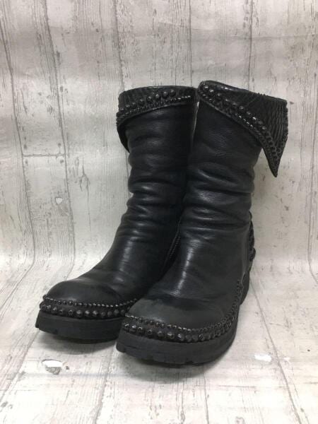 KMRii(ケムリ) / Crush Boots/バックレースアップ/スタッズ/折り返し