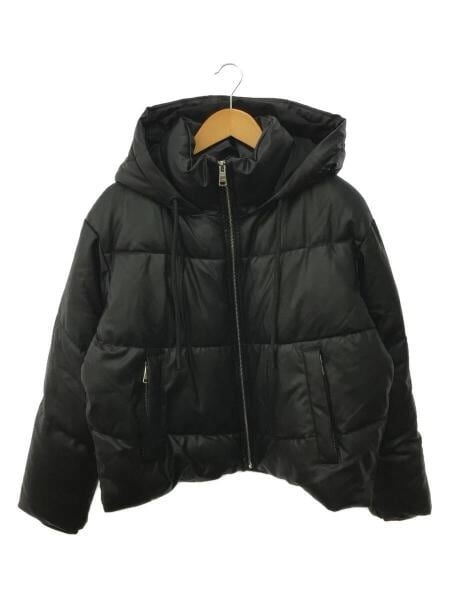 ZARA(ザラ) / ダウンジャケット/M/フェイクレザー/BLK/中綿/フーディー