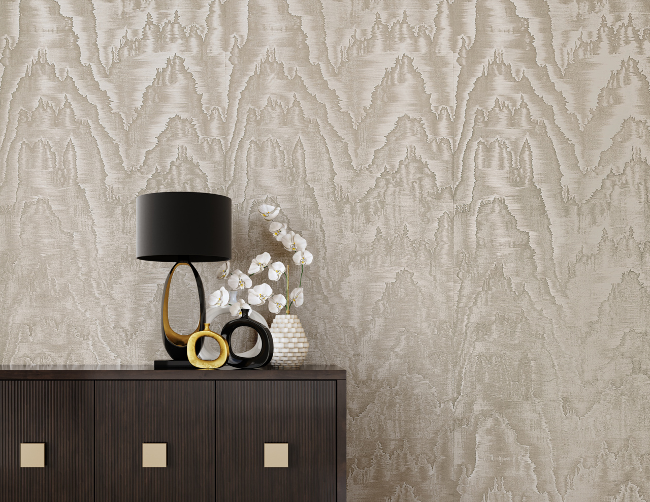 Vinyl Grand Moire in Greige | Phillip Jeffries