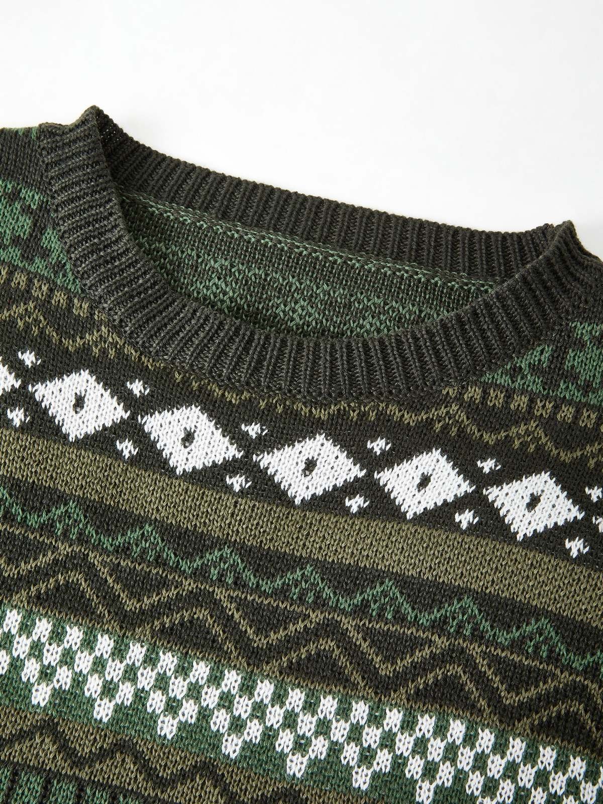 Emmiol Free shipping 2026 Long Sleeve Vintage Jacquard Sweater