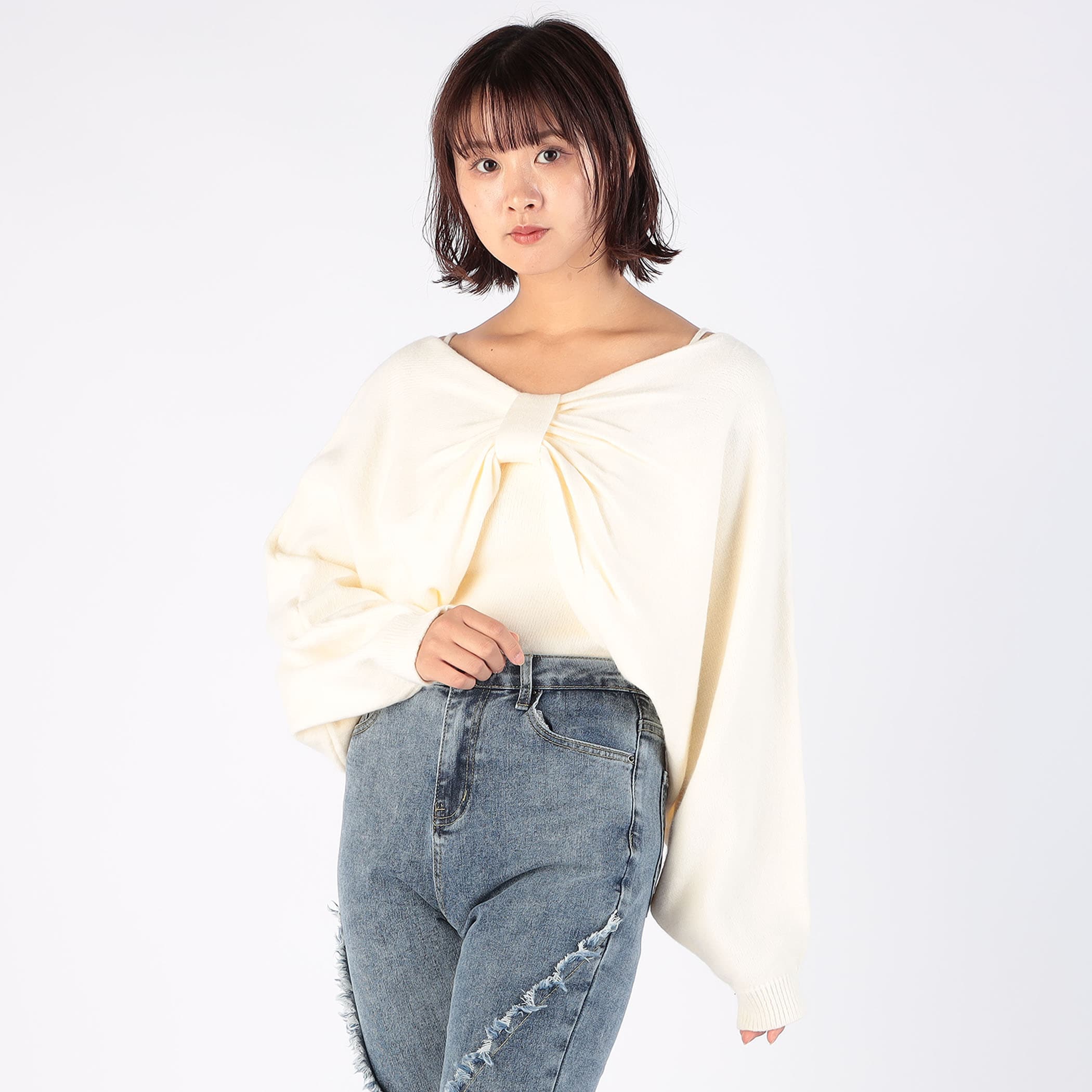 リボンボレロxキャミソールSET｜ニット｜CECIL McBEE(セシルマクビー