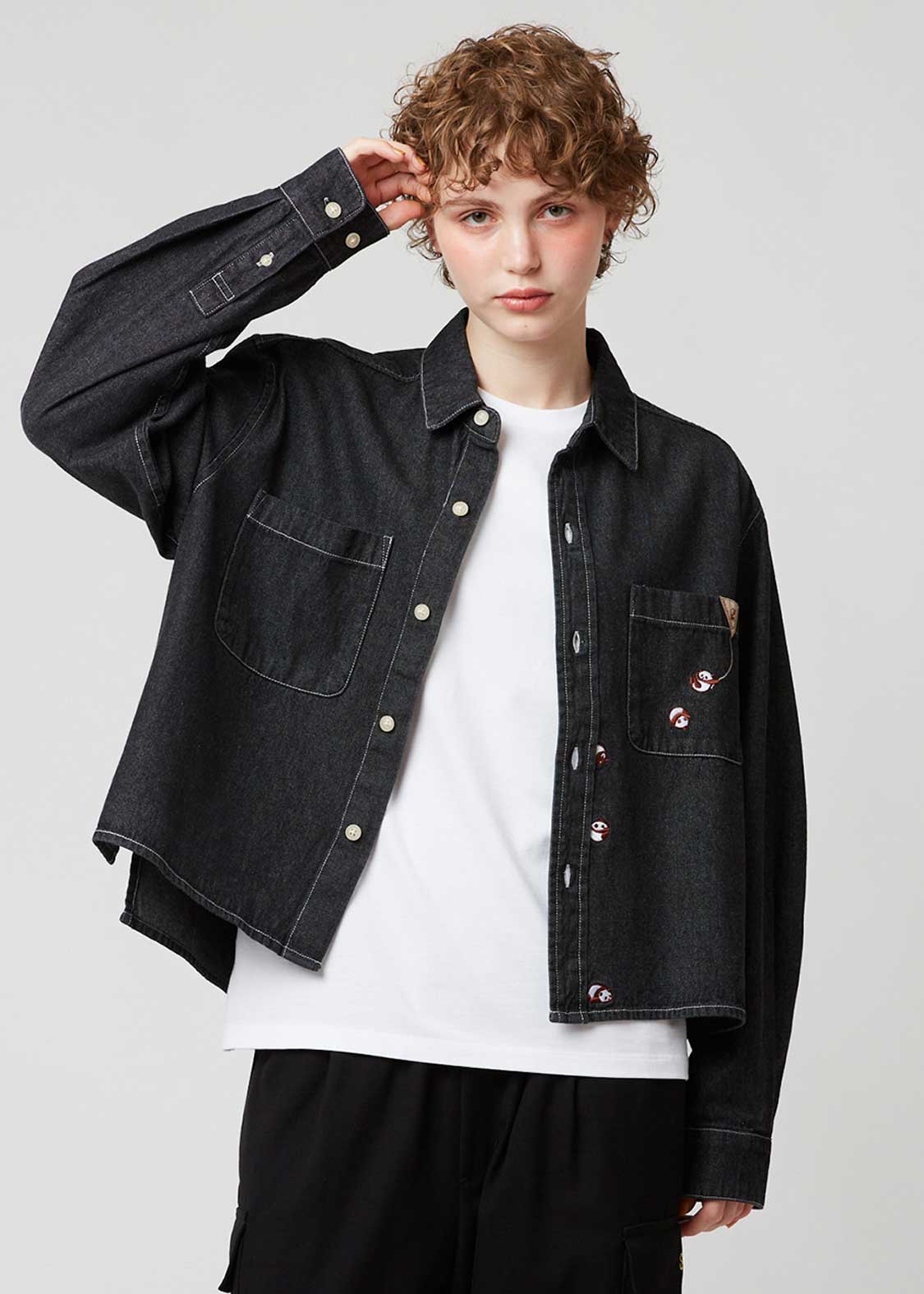 ローリングパンダズティー｜クロップドデニムシャツ｜ウィメンズ