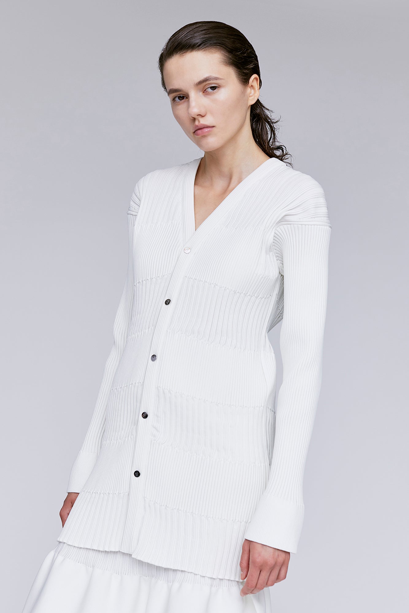 FLUTED LONG CARDIGAN