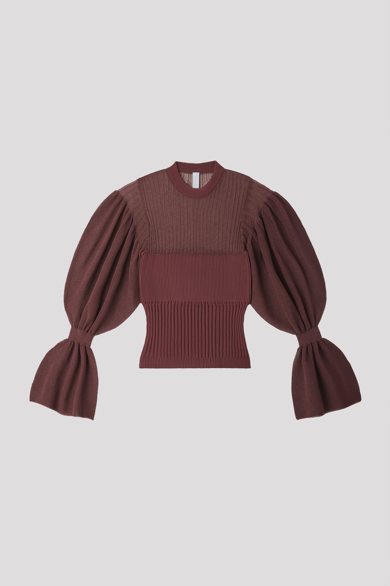 FLUTED SHORT PUFF SLEEVE CROPPED TOP