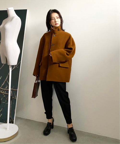 Ameri（アメリ）の「BI COLOR OVER MIDI COAT（ピーコート）」 - WEAR
