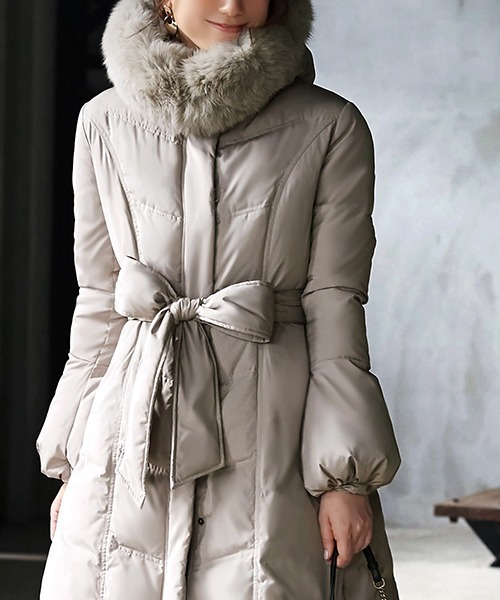 セール】フォックスファースリーブコンシャスダウンコート