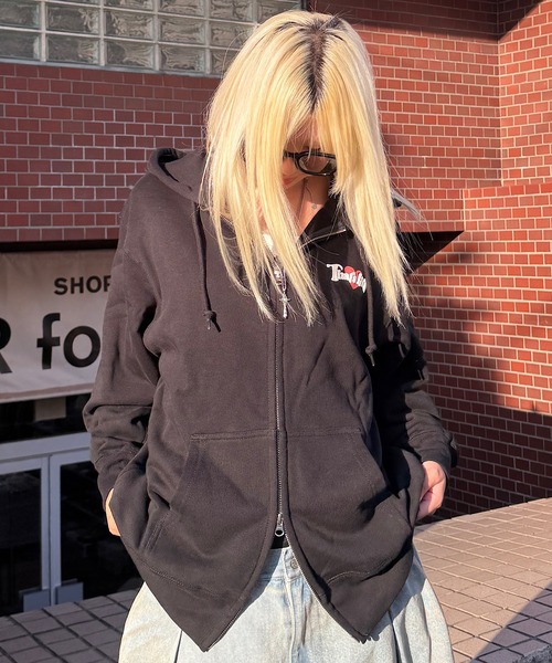 HEAVY WEIGHT 12.7oz 'POSTER BOY' LOGO ZIP HOODIE 長袖 パーカー 秋