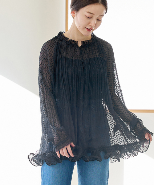 IENA（イエナ）の「＆NAVY プリーツフリルブラウス（シャツ/ブラウス