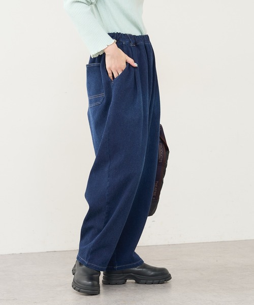 PUAL CE CIN（ピュアルセシン）の「ニットデニムワイドパンツ（デニム