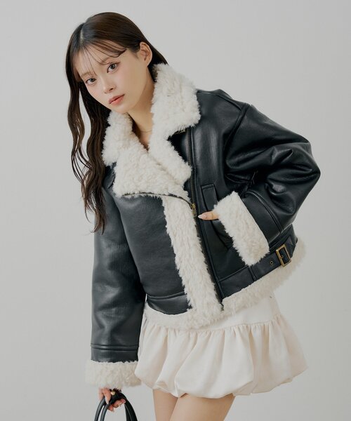 セール】ボアレザーライダースジャケット（その他アウター）｜Chico