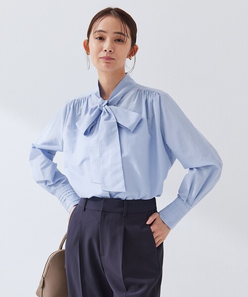 size SHORTあり］ボウタイ ギャザー ブラウス（シャツ/ブラウス