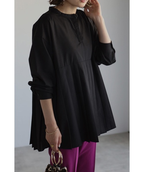 セール】プリーツ切替バンドカラーシャツ（シャツ/ブラウス）｜Bonjour