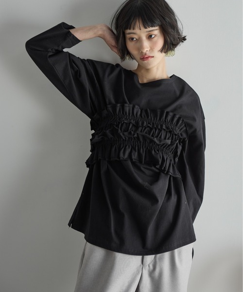 フリルビスチェセットルーズフィットロンT【ボーダー/無地】（Tシャツ