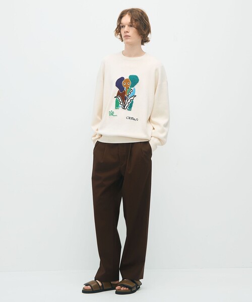 CABaN コットンカシミヤ Elephantエンブロイダリークルーネックプル