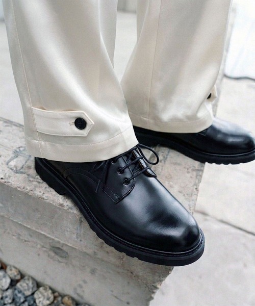 牛革 外羽根 プレーントゥ レースアップ シューズ / レザー / London