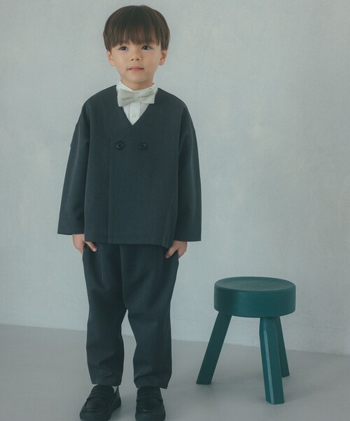 ノーカラージャケット + タックパンツ セット / キッズ 110cm-130cm