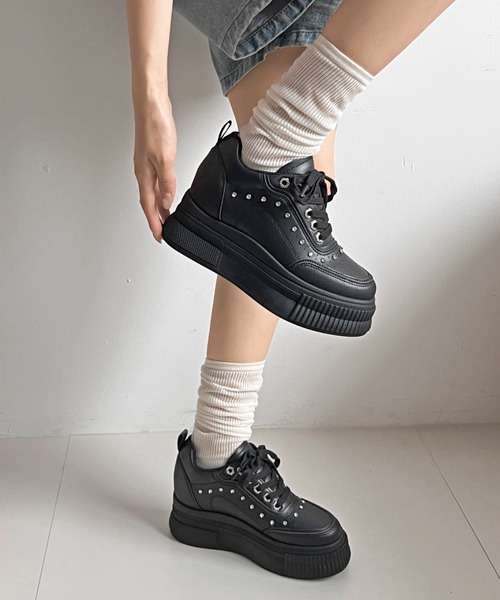 セール】厚底 インヒール入り ビジューパーツ スニーカー 6434