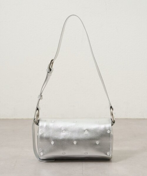 m*o様 ビアズリー ブラックレザードットショルダーバッグ 本革》ドット