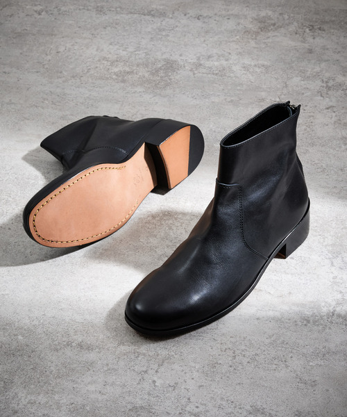 PADRONE パドローネ / BL BACK ZIP BOOTS バックジップレザーヒール