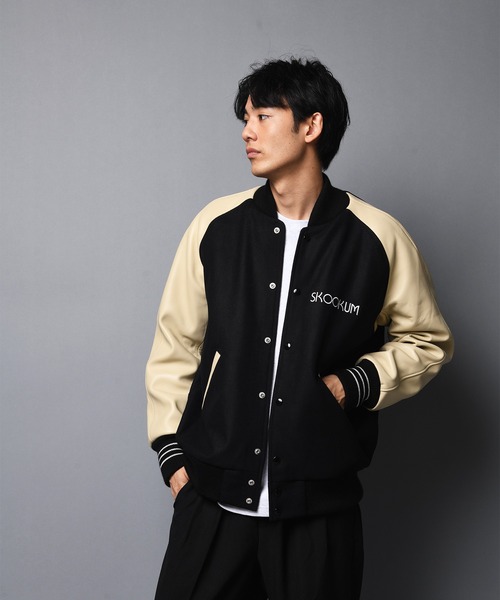 SKOOKUM（スクーカム）の「SKOOKUM JEメルトン袖レザーサガラ刺繍